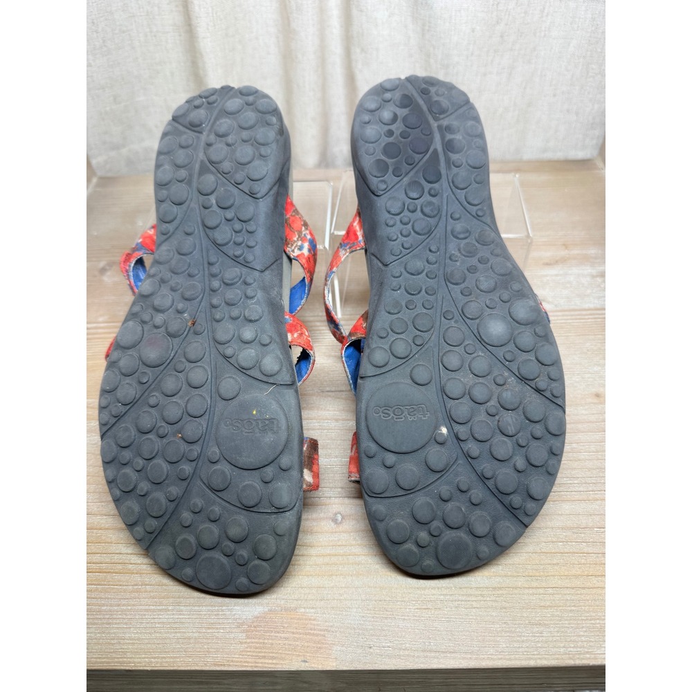 Taos Celebration Sandals Womens 11 Red Blue Abstract Print Adjustable Slides - Picture 5 of 6